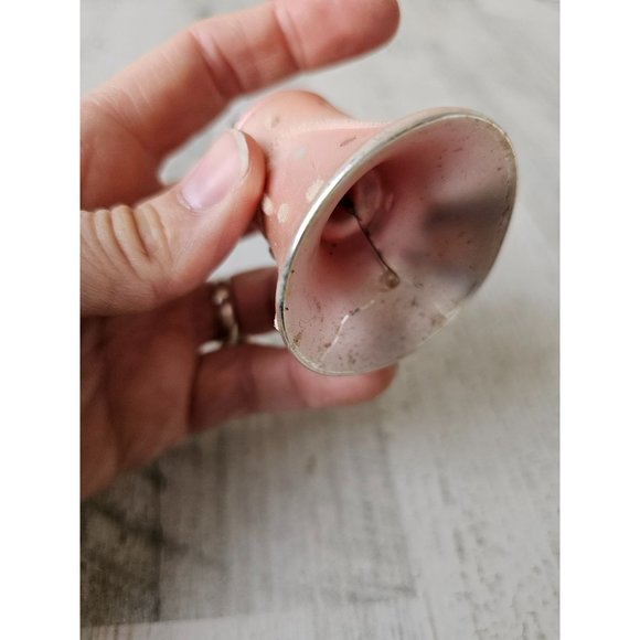 Vintage glass flocked bell beaded ornament mini Xmas pink tree - Picture 7 of 9